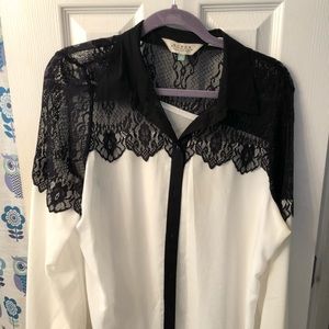 Black and white lace western shirt